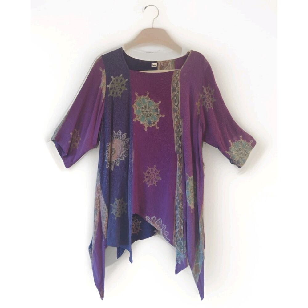 Oregon Spirit Purple Boho Tunic/Dress Asymmetrical Artsy Festival Fair Women L